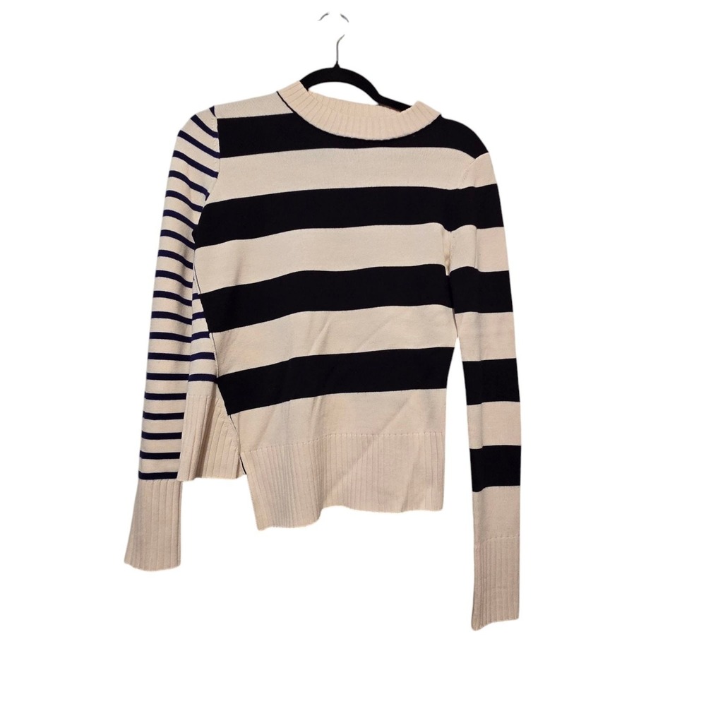 GREY Jason Wu Womens Striped Asymmetrical Wool‎ Sweater SM Blue Black Designer